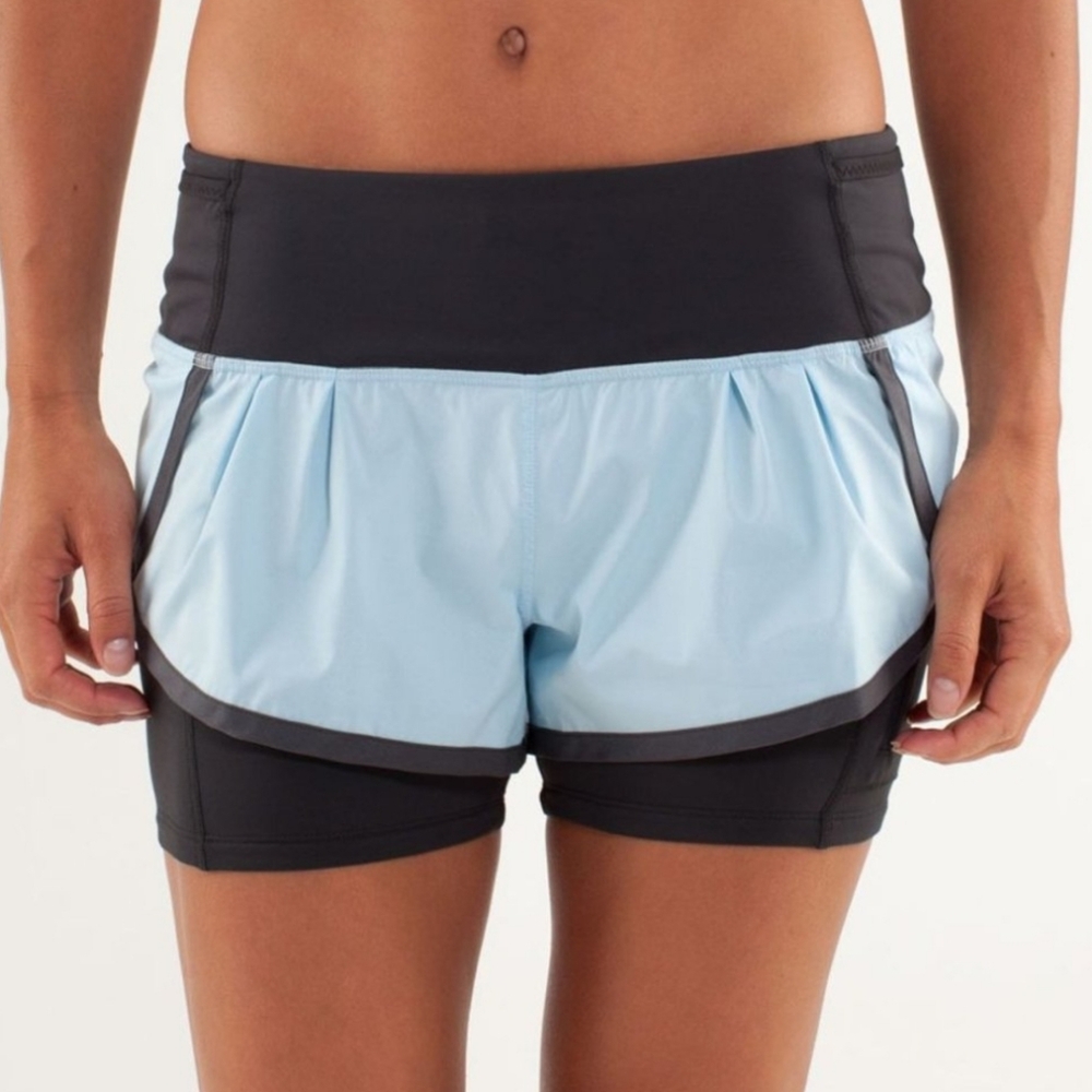 Lululemon Speed Quad Shorts Size 6 Black Swift Fabric Lined Running Shorts